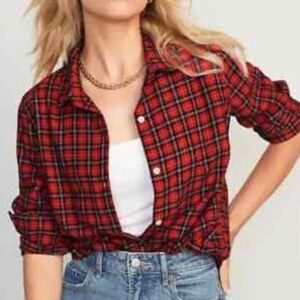 NWT Old Navy Classic Red Plaid Flannel Shirt L